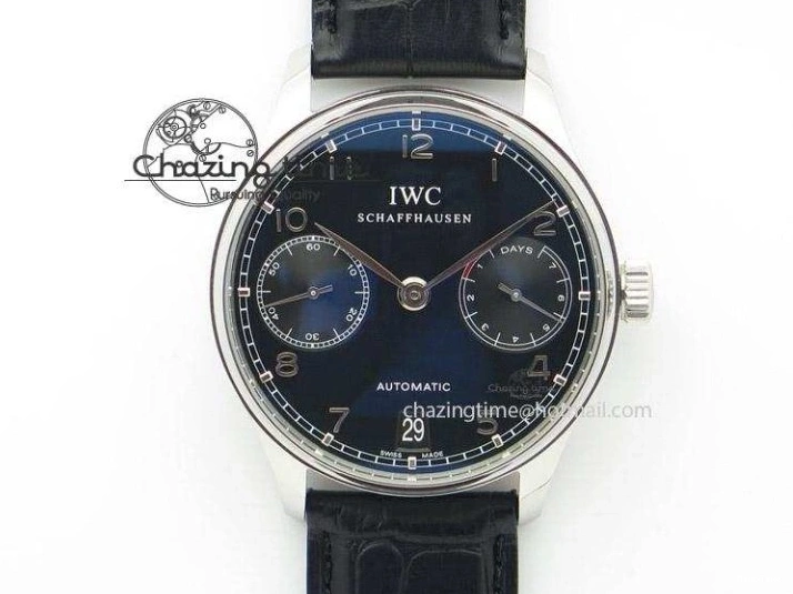 MIROTIME 0211 Portuguese Real PR Real Annual Calendar IW503502 ZF 1:1 Best Edition Black Dial Steel Markers on Black Leather Strap A StreetReady 7134